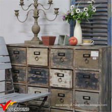 Shabby Chic Farmstead Muitas Gavetas Gabinete de Madeira em Rodas